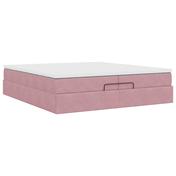 Cadru de pat otoman cu saltele Roz 200x200cm catifea - WALTI WALTI