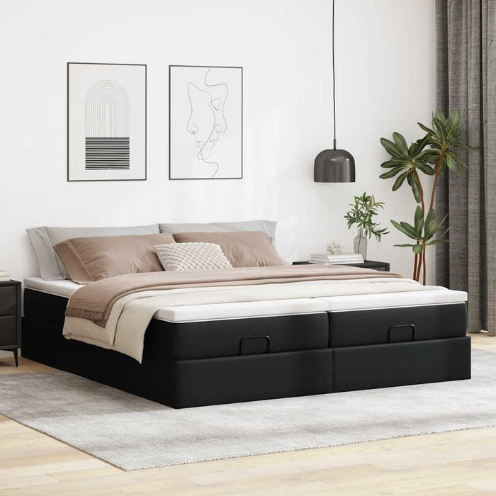 Cadru de pat otoman saltele Negru 160x200cm piele artificială WALTI