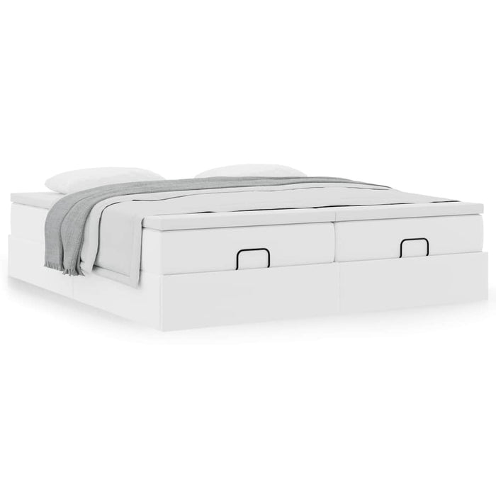 Cadru de pat otoman cu saltea alb 160x200cm piele artificială - WALTI WALTI