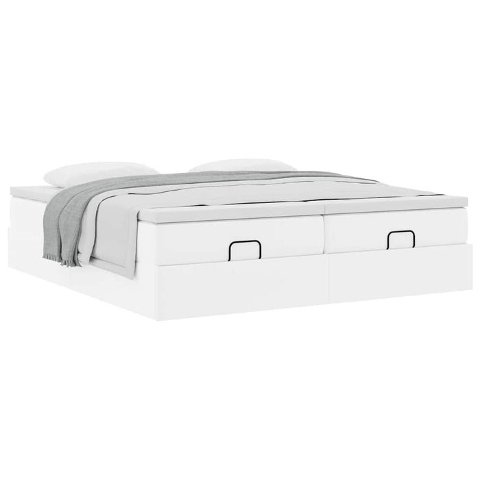 Cadru de pat otoman cu saltea alb 160x200cm piele artificială - WALTI WALTI