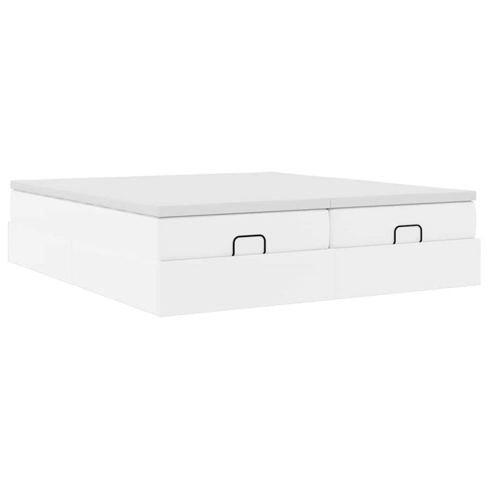 Cadru de pat otoman cu saltea alb 160x200cm piele artificială - WALTI WALTI