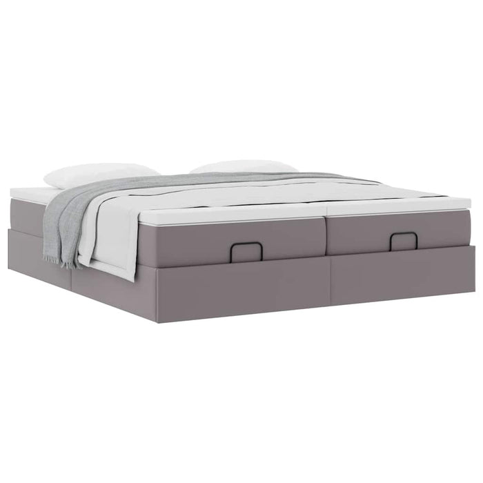 Cadru de pat otoman cu saltea gri 160x200cm piele artificială - WALTI WALTI