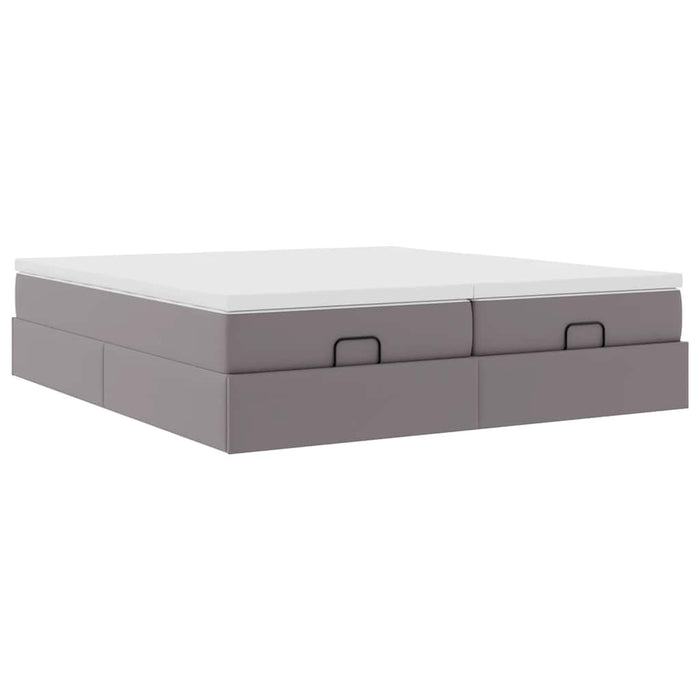 Cadru de pat otoman cu saltea gri 160x200cm piele artificială - WALTI WALTI