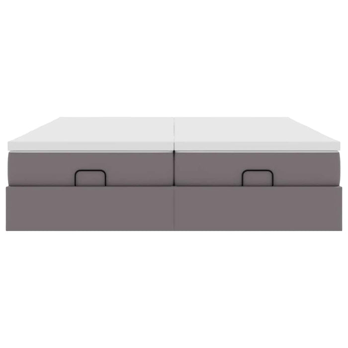 Cadru de pat otoman cu saltea gri 160x200cm piele artificială - WALTI WALTI
