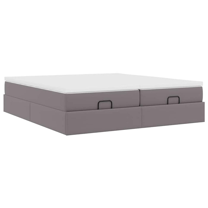 Cadru de pat otoman cu saltea gri 160x200cm piele artificială - WALTI WALTI