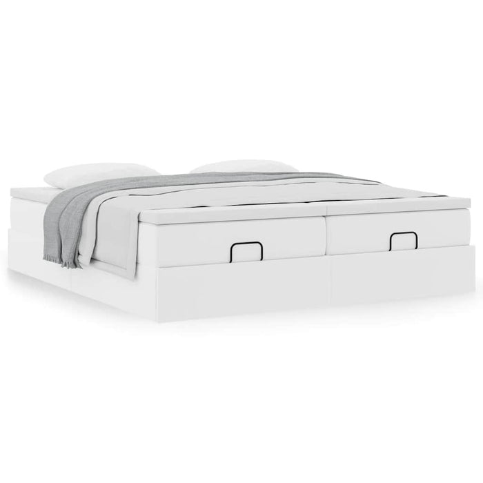 Cadru de pat otoman cu saltele alb 180x200cm piele artificială - WALTI WALTI