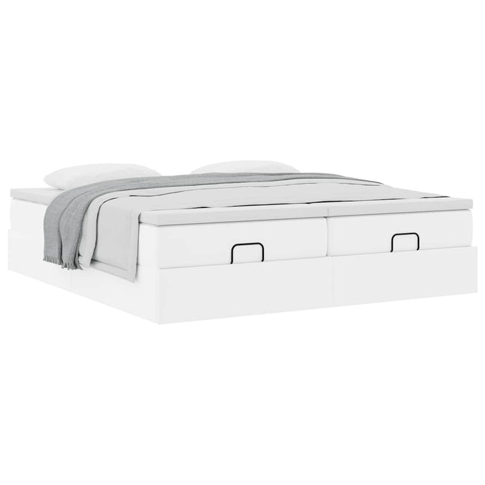 Cadru de pat otoman cu saltele alb 180x200cm piele artificială - WALTI WALTI