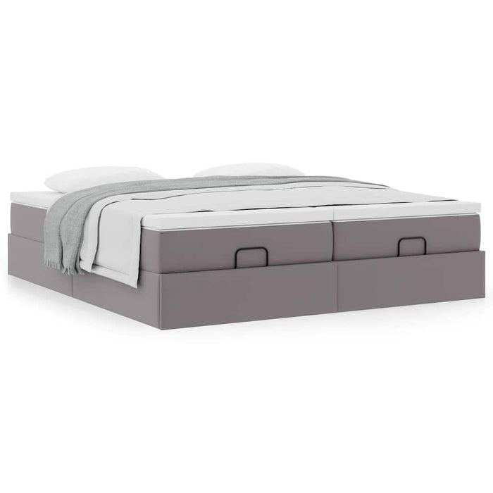 Cadru de pat otoman cu saltele Gri 180x200cm piele artificială - WALTI WALTI