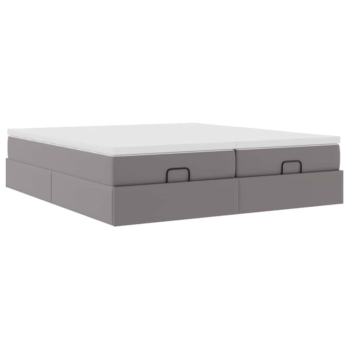 Cadru de pat otoman cu saltele Gri 180x200cm piele artificială - WALTI WALTI
