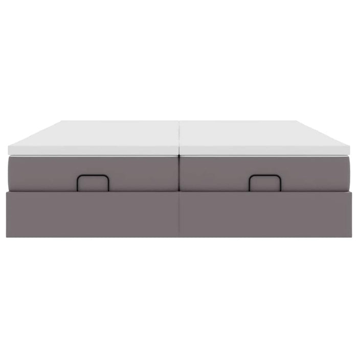 Cadru de pat otoman cu saltele Gri 180x200cm piele artificială - WALTI WALTI