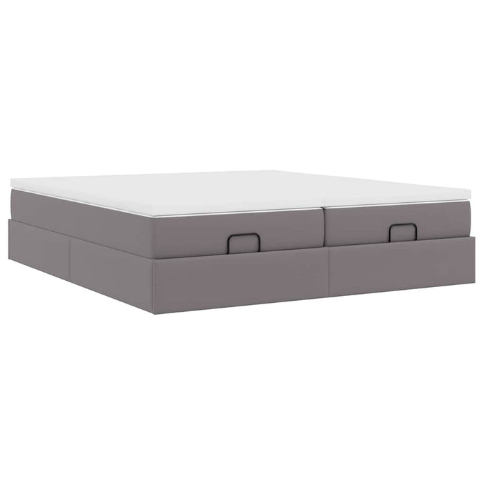 Cadru de pat otoman cu saltele Gri 180x200cm piele artificială - WALTI WALTI