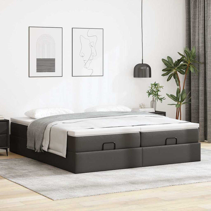 Cadru de pat otoman saltele Negru 200x200cm piele artificială - WALTI WALTI