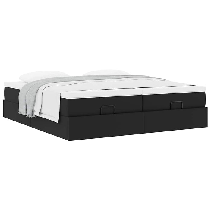 Cadru de pat otoman saltele Negru 200x200cm piele artificială - WALTI WALTI