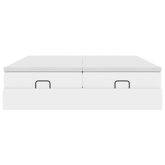 Cadru de pat otoman cu saltele alb 200x200cm piele artificială - WALTI WALTI
