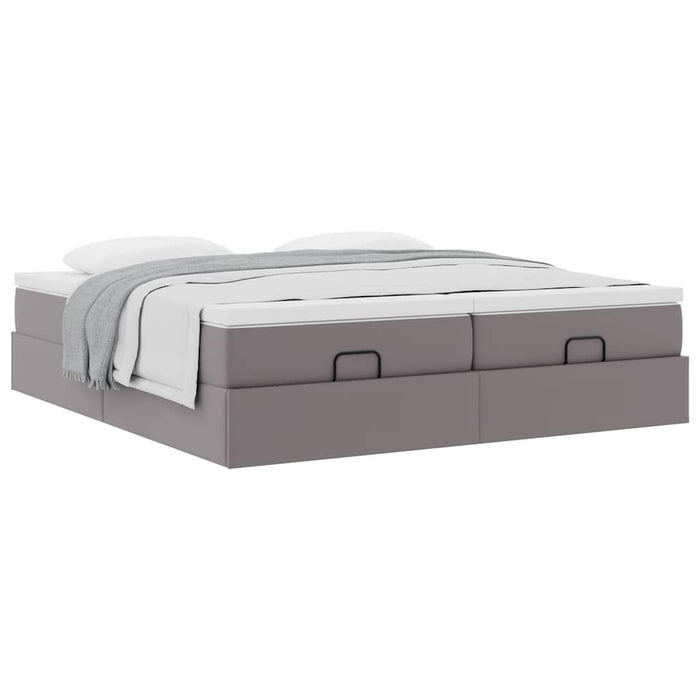 Cadru de pat otoman cu saltele Gri 200x200cm piele artificială - WALTI WALTI