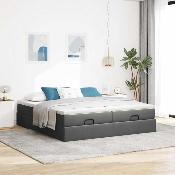 Cadru de pat otoman cu saltele țesătură gri închis 160x200cm - WALTI WALTI