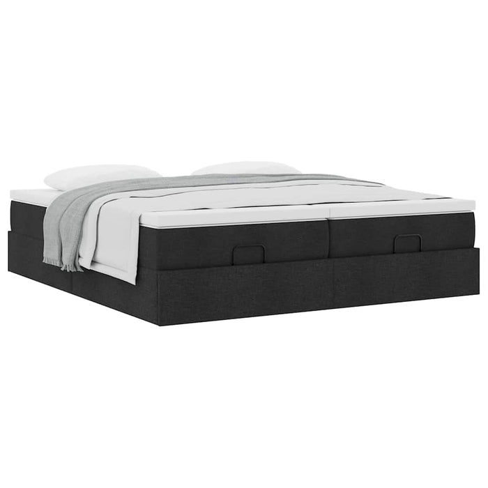 Cadru de pat otoman cu saltele, material negru 160x200cm - WALTI WALTI