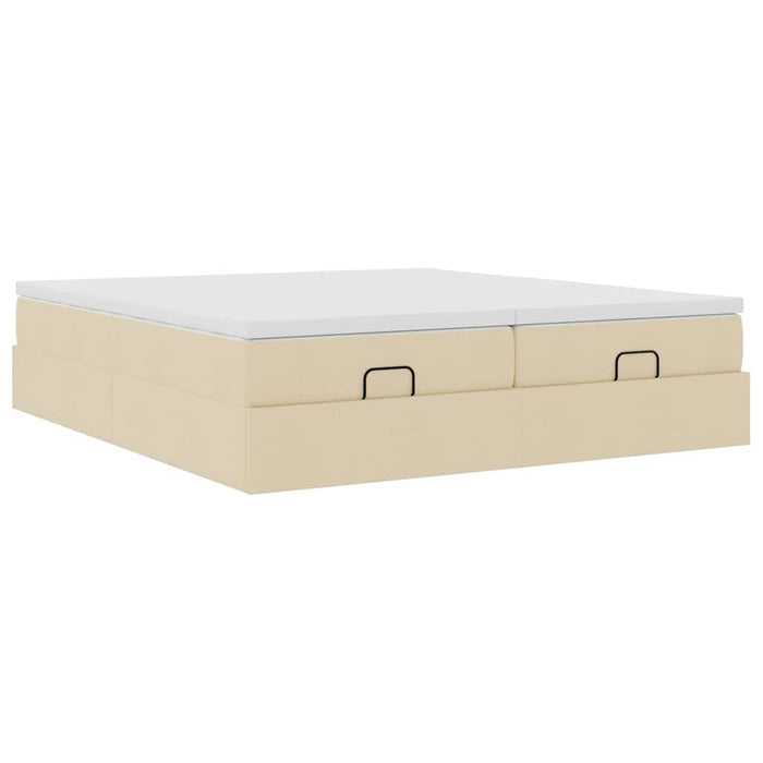 Cadru de pat otoman cu saltele crem 160x200cm stofa WALTI