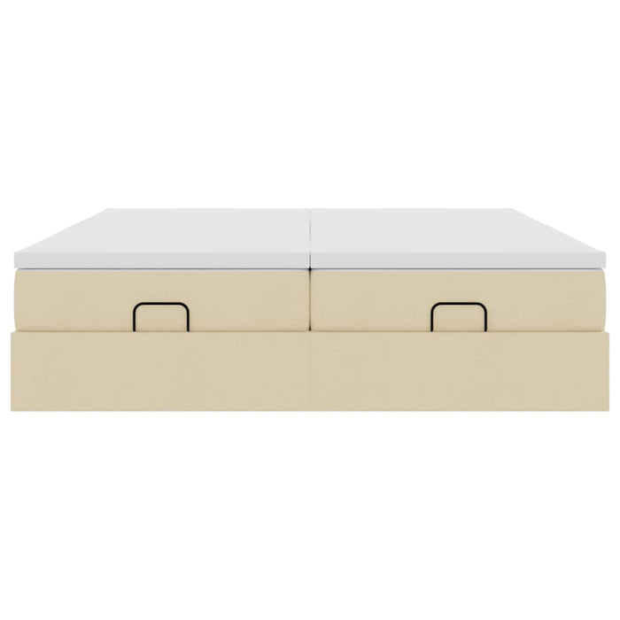 Cadru de pat otoman cu saltele crem 160x200cm stofa WALTI
