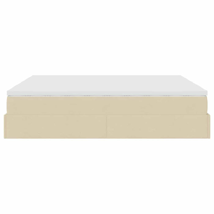 Cadru de pat otoman cu saltele crem 160x200cm stofa WALTI