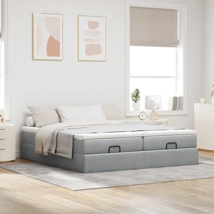 Cadru de pat otoman cu saltele Gri deschis 180x200cm Material - WALTI WALTI