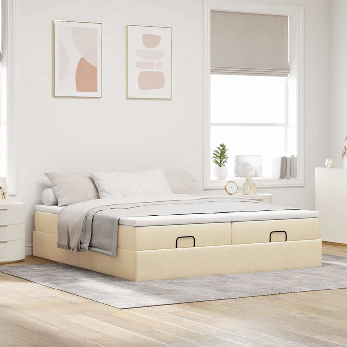 Cadru de pat otoman cu saltele crem 180x200cm stofa - WALTI WALTI