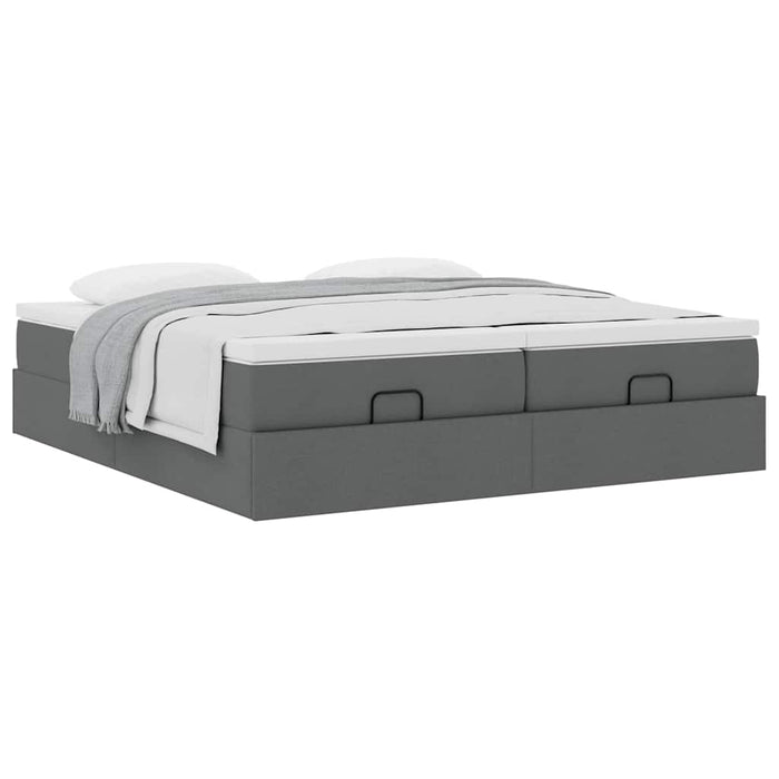 Cadru de pat otoman cu saltele țesătură gri închis 200x200cm - WALTI WALTI