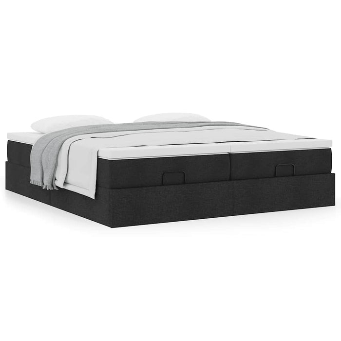 Cadru de pat otoman cu saltele, țesătură neagră 200x200cm - WALTI WALTI