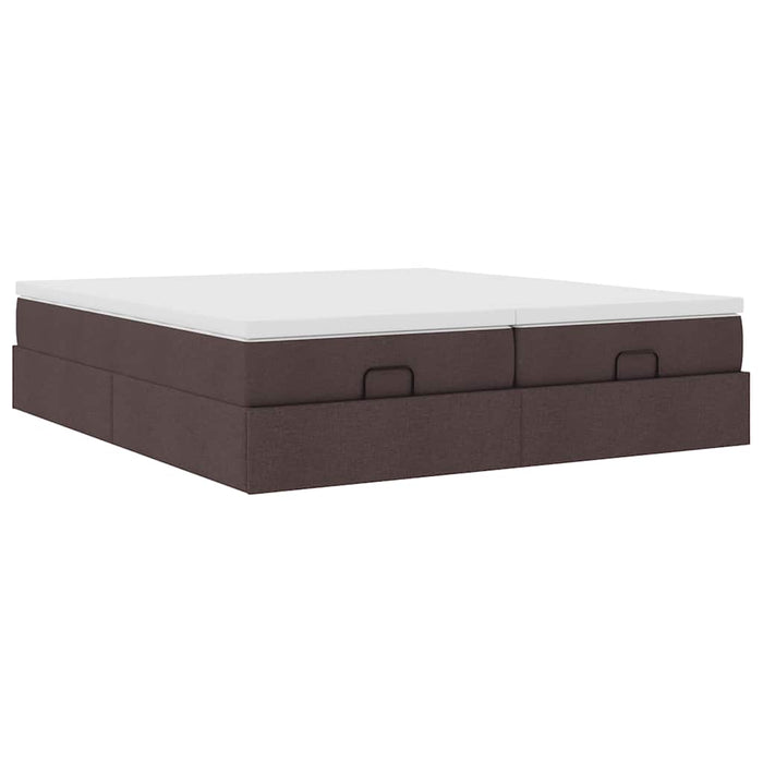 Cadru de pat otoman cu saltele țesătură maro închis 200x200cm WALTI