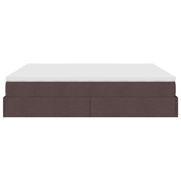 Cadru de pat otoman cu saltele țesătură maro închis 200x200cm WALTI