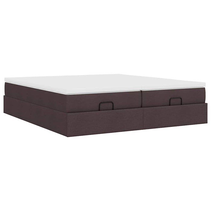 Cadru de pat otoman cu saltele țesătură maro închis 200x200cm WALTI