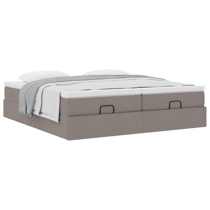 Cadru de pat otoman cu saltele Taupe 200x200cm țesătură WALTI