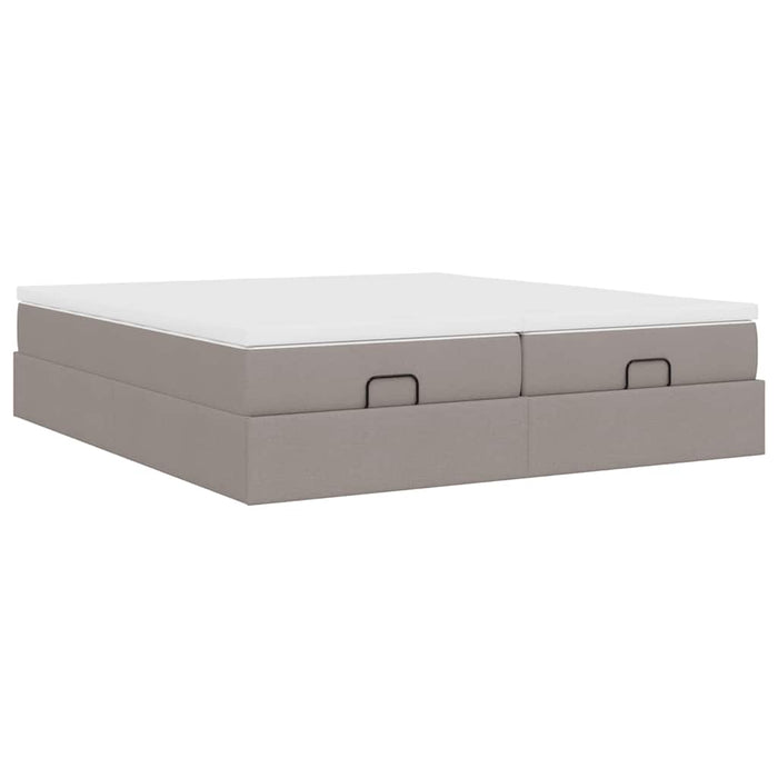 Cadru de pat otoman cu saltele Taupe 200x200cm țesătură WALTI