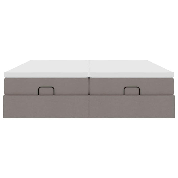Cadru de pat otoman cu saltele Taupe 200x200cm țesătură WALTI