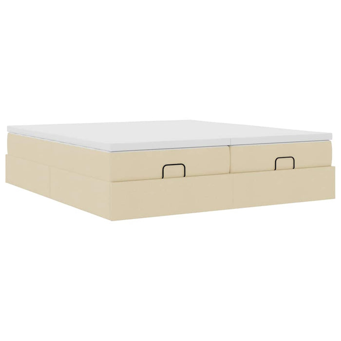 Cadru de pat otoman cu saltele crem 200x200cm stofa - WALTI WALTI