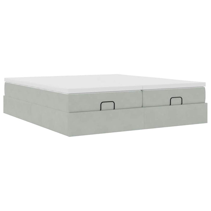 Cadru de pat otoman cu saltele Gri deschis 160x200cm catifea - WALTI WALTI