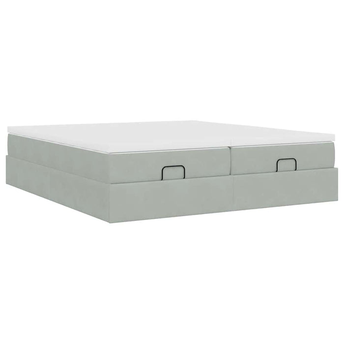 Cadru de pat otoman cu saltele Gri deschis 160x200cm catifea - WALTI WALTI