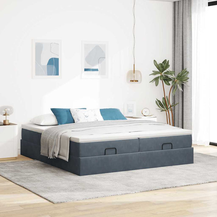 Cadru de pat otoman cu saltele Gri închis 160x200cm catifea - WALTI WALTI