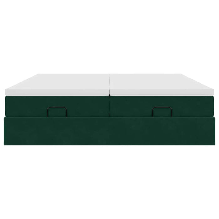 Cadru de pat otoman cu saltele Verde închis 160x200cm catifea - WALTI WALTI
