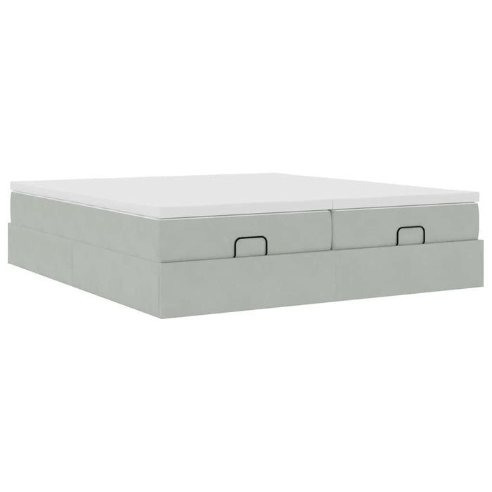 Cadru de pat otoman cu saltele Gri deschis 180x200cm catifea - WALTI WALTI