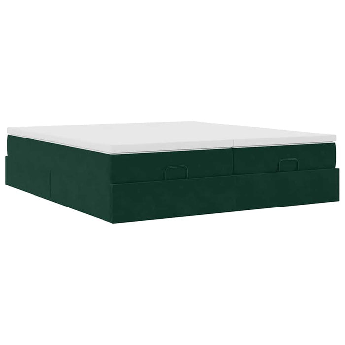 Cadru de pat otoman cu saltele, catifea verde închis 180x200cm - WALTI WALTI