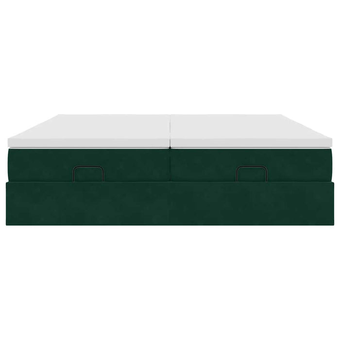 Cadru de pat otoman cu saltele, catifea verde închis 180x200cm - WALTI WALTI