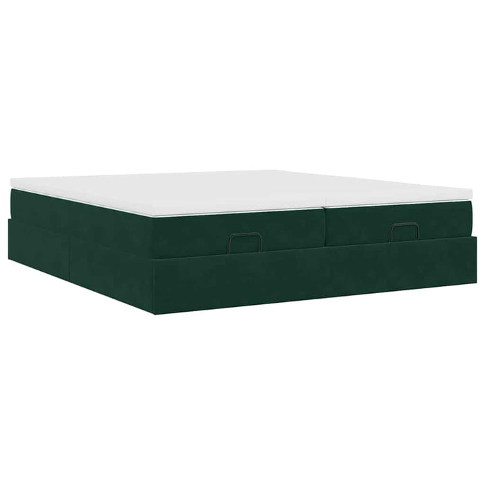 Cadru de pat otoman cu saltele, catifea verde închis 180x200cm - WALTI WALTI