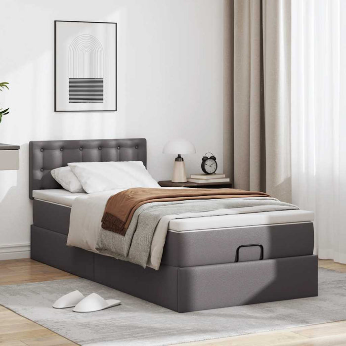 Pat otoman cu saltea, gri, 80x200cm, piele ecologică - WALTI WALTI
