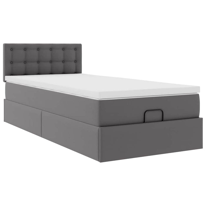 Pat otoman cu saltea, gri, 80x200cm, piele ecologică - WALTI WALTI