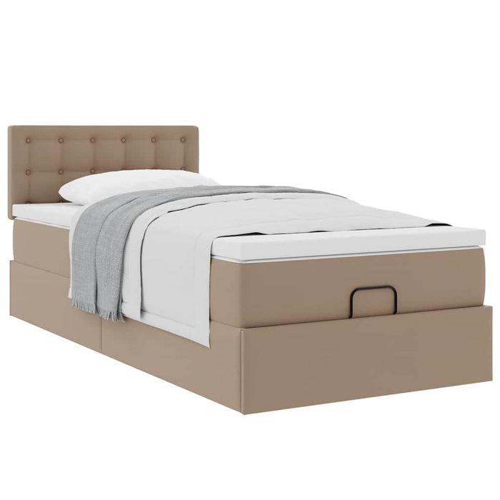 Pat otoman cu saltea, cappucino, 80x200cm, piele ecologică WALTI