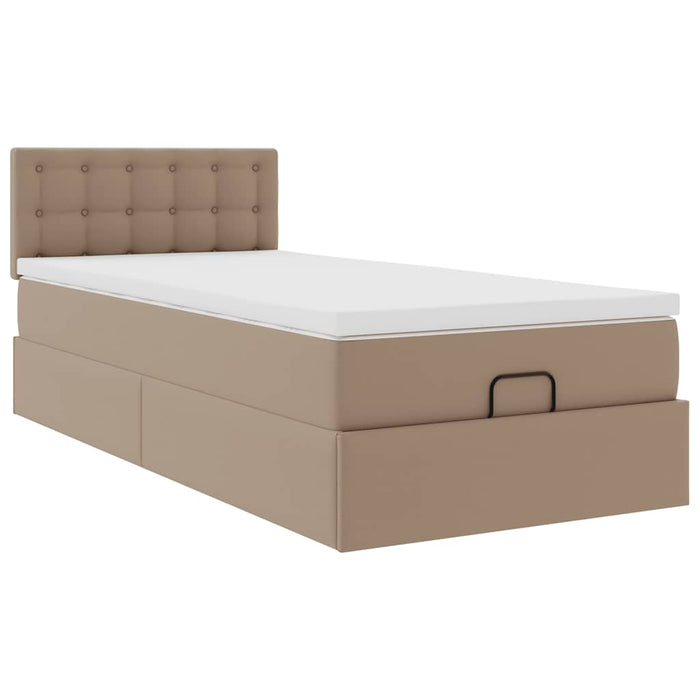 Pat otoman cu saltea, cappucino, 80x200cm, piele ecologică WALTI