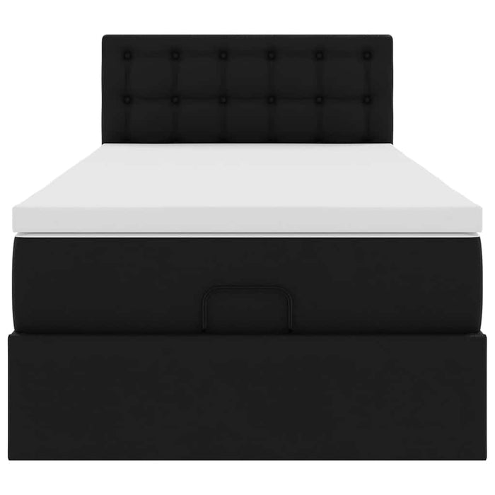 Pat otoman cu saltea, negru, 90x190cm, piele ecologică - WALTI WALTI