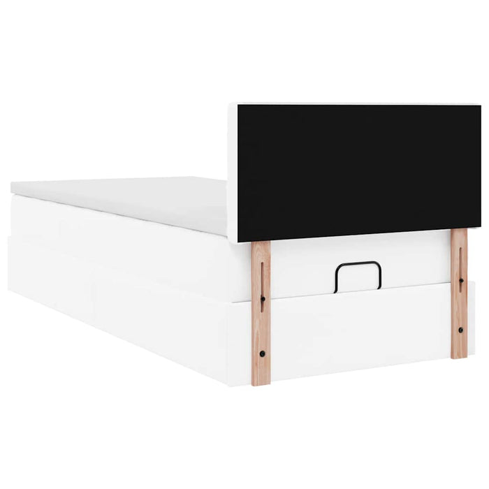 Pat otoman cu saltea, alb, 90x190cm, piele ecologică - WALTI WALTI