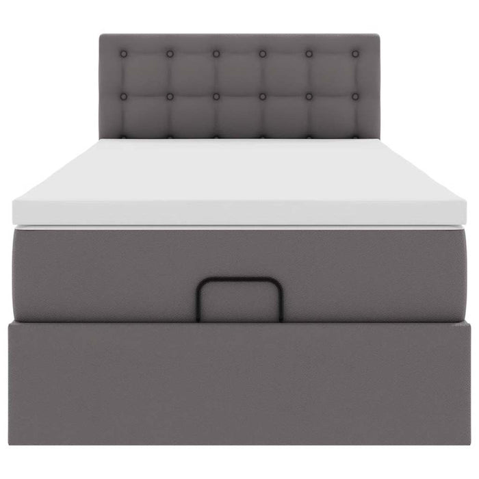 Pat otoman cu saltea, gri, 90x190cm, piele ecologică WALTI